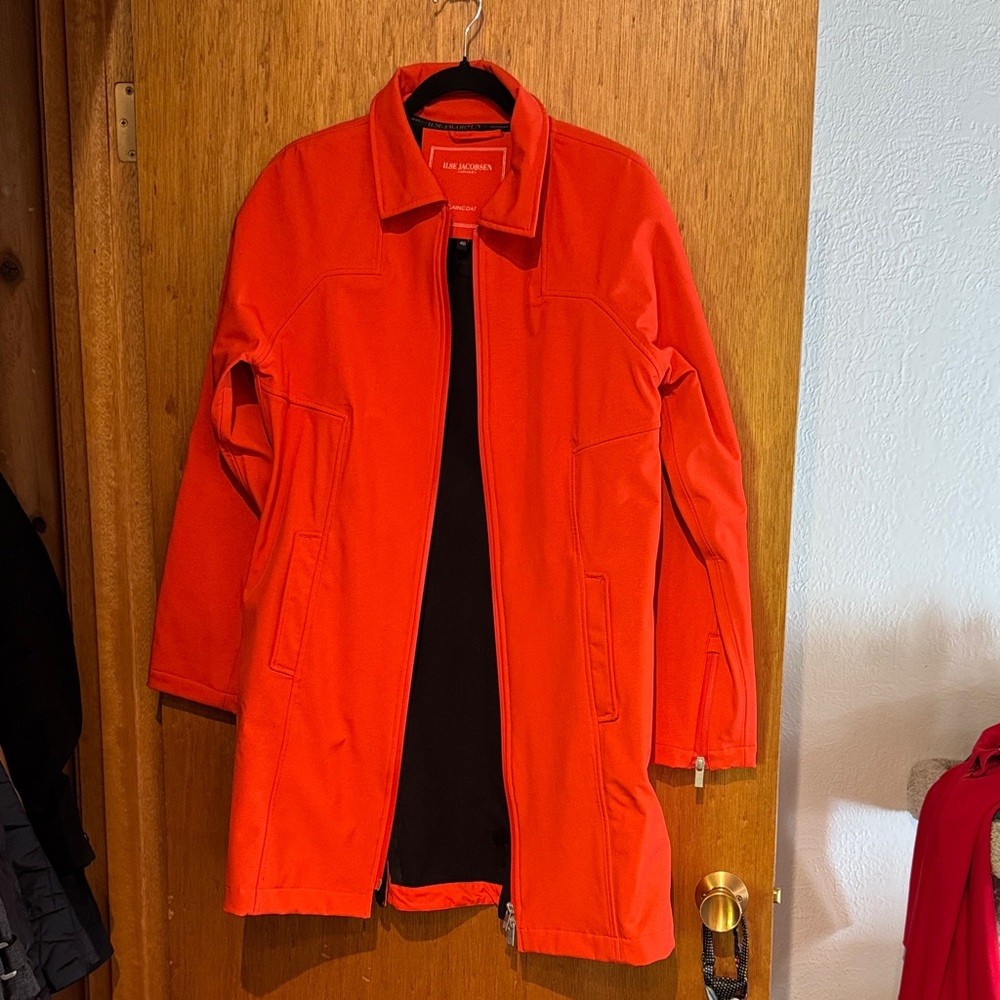 Bright Orange Zip-Up Rain Coat